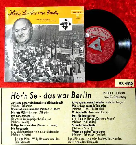 EP Rudolf Nelson: Hörn´Se - das war Berlin (Telefunken UX 4810) D