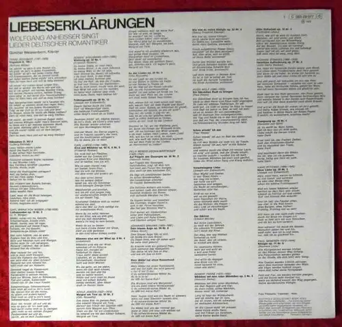LP Wolfgang Anheisser: Liebeserklärungen (EMI 1C 063-29 077) D 1972)