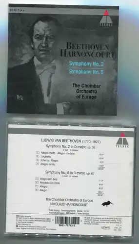 CD Nikolaus Harnoncourt: Beethoven Symphony No. 2 / No. 5 (Teldec 9031-75712-2)