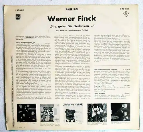LP Werner Finck: Sire, geben Sie Gedanken... (Philips P 48 048 L) D 1963