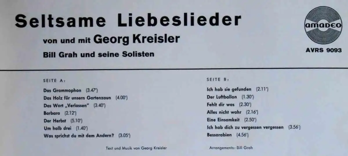 Liebeslieder Am Ultimo CD von Georg Kreisler bei