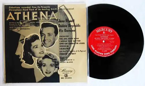 25cm LP Athena - MGM Soundtrack - Jane Powell Debbie Reynolds Vic Damone -