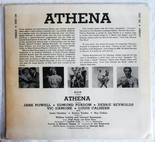 25cm LP Athena - MGM Soundtrack - Jane Powell Debbie Reynolds Vic Damone -