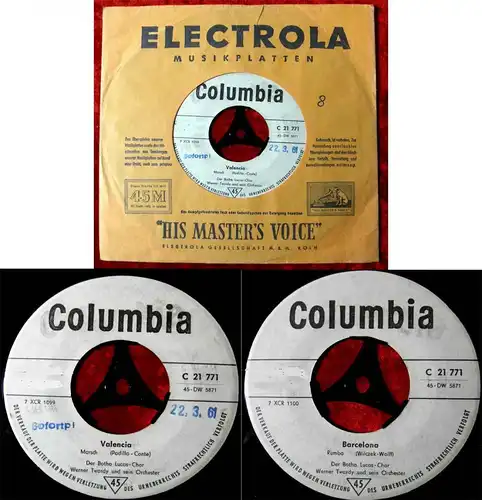 Single Botho Lucas Chor: Valencia (Columbia C 21 771) D 1961 Promo