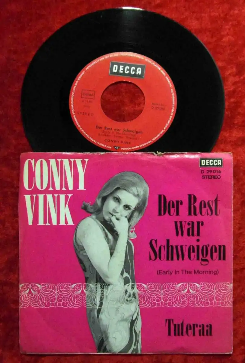 Single Conny Vink: Der Rest war Schweigen (Decca D 29 016) D