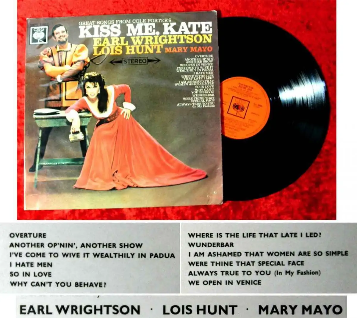LP Kiss Me Kate w/ Earl Wrightson Lois Hunt Mary Mayo (CBS SBPG 62094) UK 1962