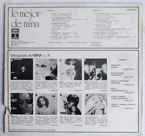 LP Mina: Lo Mejor de... (EMI J 062-96909) Spain 1975