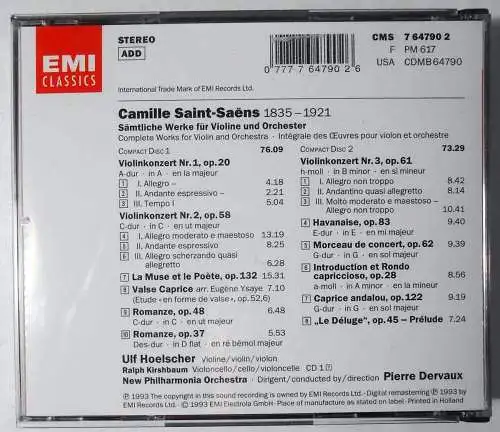2CD Box Ulf Hoelscher: Saint-Saens - Sämtliche Werke für Violine & Orchester