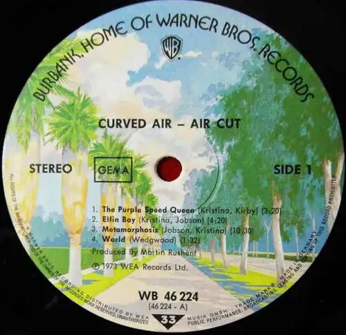 LP Curved Air: Air Cut  (Warner Bros. 46 224) D