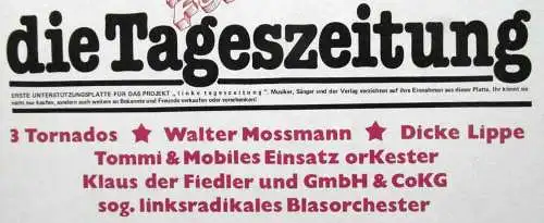 LP Die Tageszeitung  1978 (Trikont 4270) 3 Tornados Walter Mossmann...