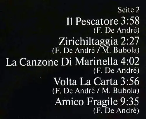 LP Fabrizio de André: In Concerto (Dischi 0065.013) D 1979