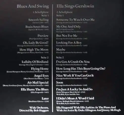 2LP Ella Fitzgerald: Blues And Swing / Gershwin Songs (Dt. Schallplattenclub)