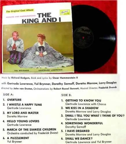 LP The King And I w/ Yul Brynner & Gertrude Lawrence (Brunswick) D