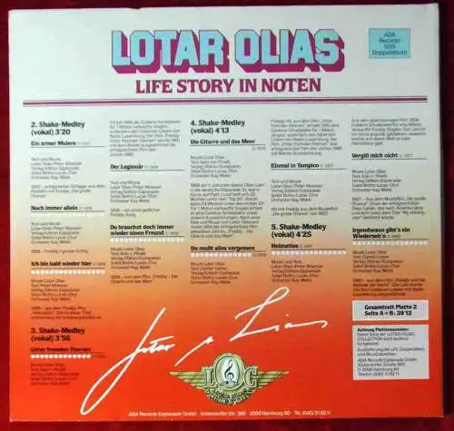 2LP Lotar Olias: Life Story in Noten Folge 2 (ADA 1015) D 1982 w/ PR Facts