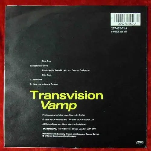Single Transmission Vamp: Landslide of Love (MCA 257 452-7) D 1989
