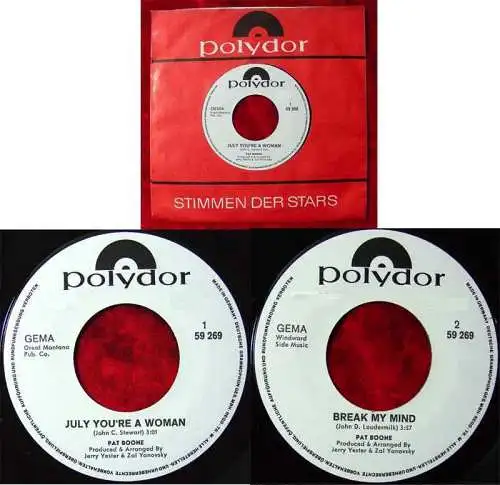 Single Pat Boone: July You´re a Woman (Polydor 59 269) D Promo