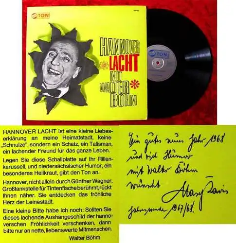 LP Walter Böhm; Hannover lacht mit Walter Böhm (1967)  Signiert