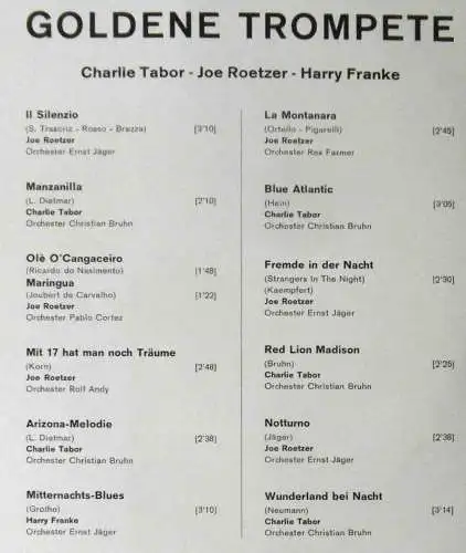 LP Charlie Tabor Joe Roetzer Harry Franke: Goldene Trompete (Tempo 7040) D 1965