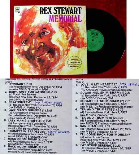 LP Rex Stewart: Memorial (CBS Realm Jazz 52 628) UK 1970