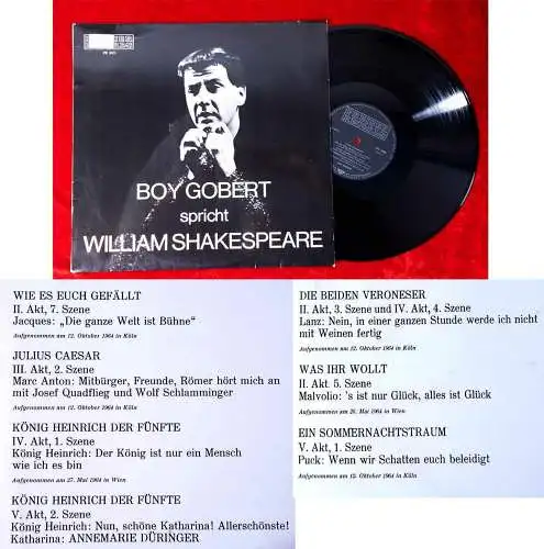 LP Boy Gobert spricht William Shakespeare (Preiser PR 3023) A 1964