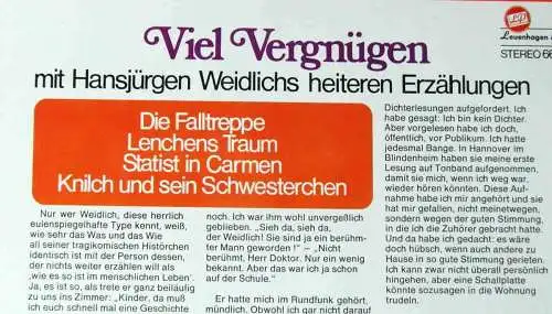 LP Hansjürgen Weidlich: Viel Vergnügen (L&P 666 929) D