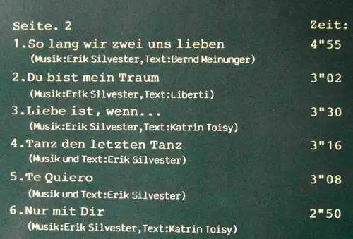 LP Erik Silvester: Zärtliche Stunden - Du lebst nur einmal (Sound of Silver 783)