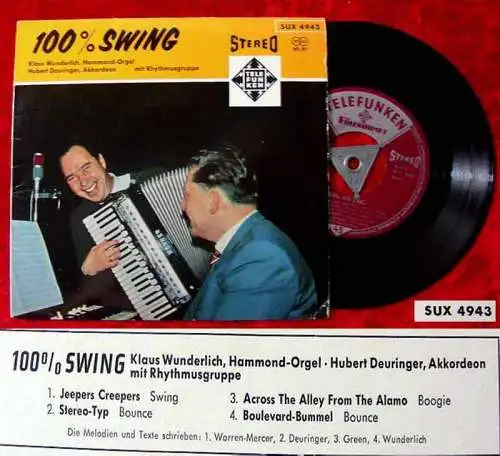 EP Klaus Wunderlich & Hubert Deuringer: 100% Swing (Decca SUX 4943) Stereo