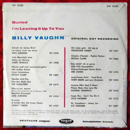 Single Billy Vaughn: Busted (Vogue DV 14181) D 1964