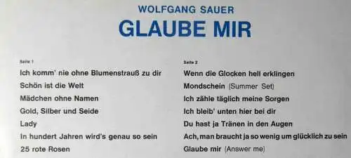 LP Wolfgang Sauer: Glaube mir (Volksplatte SMVP 6138) D