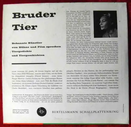 25cm LP Bruder Tier - Tiergedichte und Tiergeschichten (Bertelsmann) D