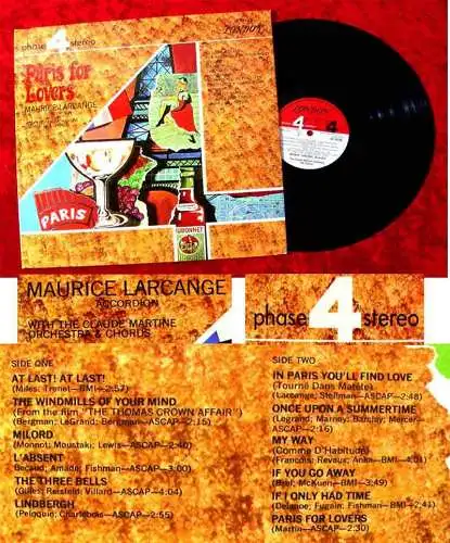 LP Maurice Larcange: Paris for Lovers (London Phase 4 SP 44133) US