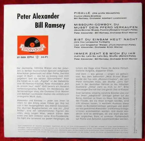 EP Peter Alexander & Bill Ramsey (Polydor 21 329 HiFi) D 1961