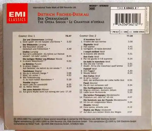 2CD Dietrich Fischer-Dieskau: Der Opernsänger (EMI) 1995