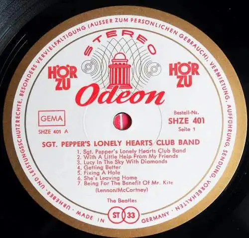 LP Beatles: Sergeant Pepper´s Lonely Hearts Club Band (Odeon Hör Zu SHZE 401) D