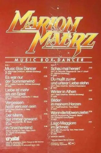 LP Marion Maerz: Music Box Dancer (Crystal 066 CRY 45 670) D 1979