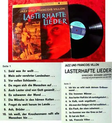 LP Jazz & Francois Villon Lasterhafte Lieder (Metronome MDLP 85.302) D 60´s