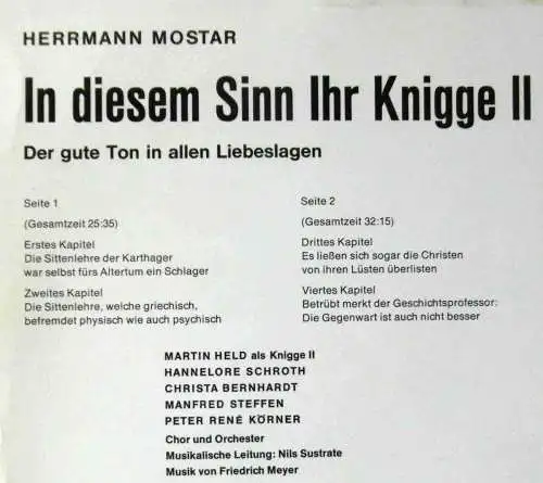 LP Herrmann Mostar In diesem Sinne Ihr Knigge II (Telefunken H 230) D