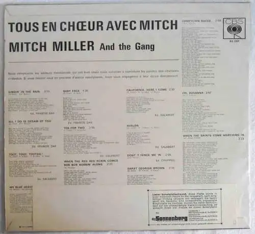 LP Mitch Miller & The Gang: Tous En Choeur Avec Mitch (CBS 62.267) F 