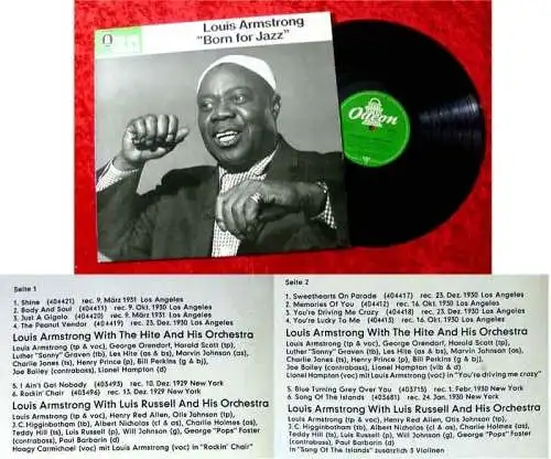 LP Louis Amrstrong Born for Jazz Odeon Jazz Serie