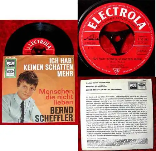 Single Bernd Scheffler: Ich hab keinen Schatten mehr (Electrola E 23 262) D 1966