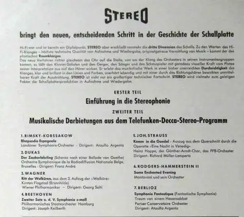 LP Stereo - Einführung in die Stereophonie (Teldec T 72 222) D