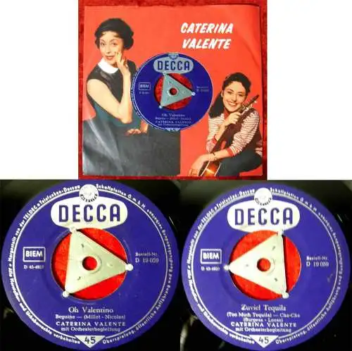 Single Caterina Valente: Oh Valentino (Decca D 19 059) Valente FLC