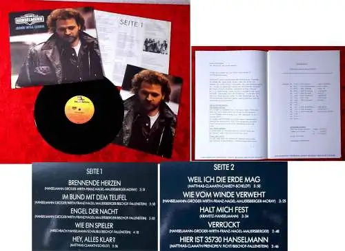 LP David Hanselmann: Jeder will leben (Big Mouth 625787) D 1984 w/ PR Facts