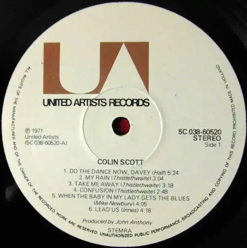 LP Colin Scott with Friends (United Artists 5C 038-60520) NL 1971