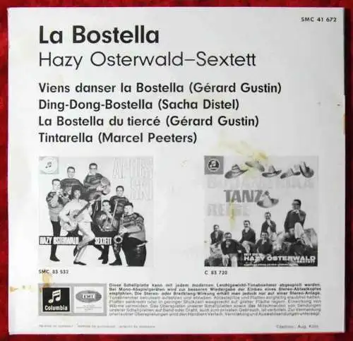 EP Hazy Osterwald Sextett: La Bostella (Columbia SMC 41 672) D