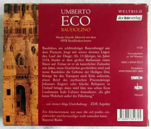 5CD Box Umberto Eco: Baudolino - mit Peter Fricke Irina Wanka....(2002)