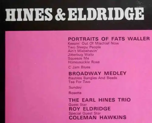 LP Earl Hines & Roy Eldridge Vol. 1 (Mercury 134 591 MFY) NL 1971