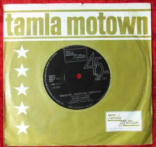 Single Stevie Wonder: Yester-me, yester-you, yesterday (Tamla Motown TMG 717) UK