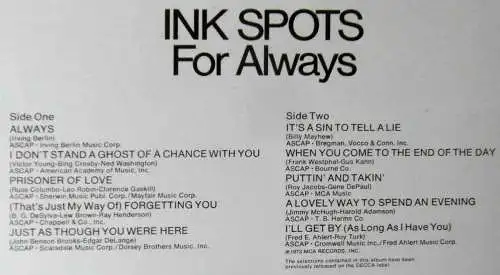 LP Ink Spots: For Always (MCA Coral CB-20017) US 1973