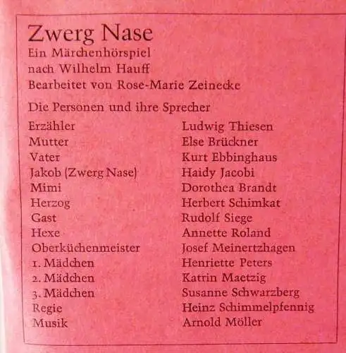 Single Zwerg Nase (Ariola 40 695 BW) mit Booklet